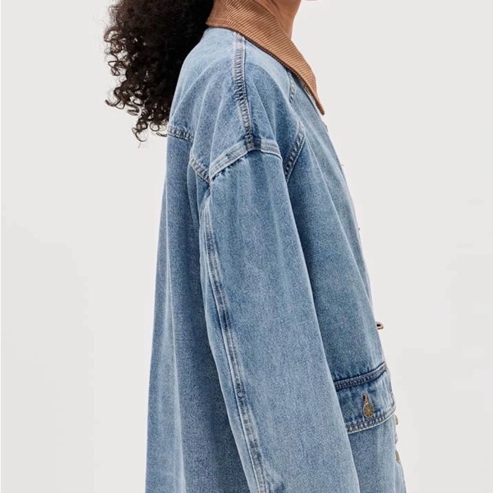 Lioness Blue Denim Jacket with Brown Corduroy Collar - Picture 5 of 5